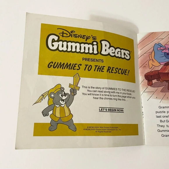 1985 Disneys Gummi Bears Gummies To The  Rescue Read Along Book Only No Record - Picture 9 of 16